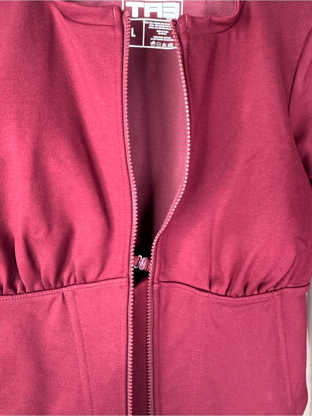 TA3 Long Sleeve Corsety Top Dark Cherry Built-In Shapewear NWT | Large - Picture 5 of 13